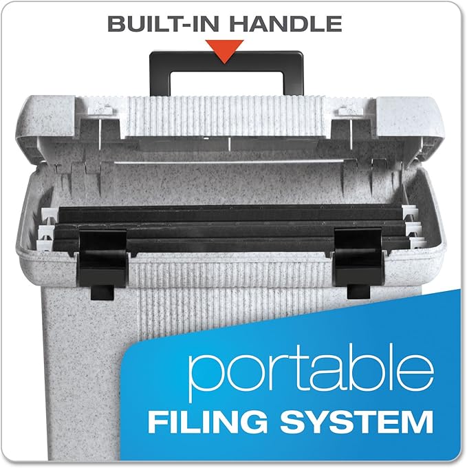 Pendaflex Portable File Box, 11"H x 14" W x 11 1/8" D, Granite (41747)