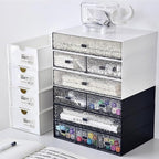 Desktop drawers, stackable plastic drawers, stationery and office supplies (Black, 3 Compartment)
