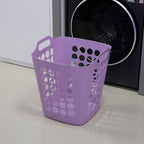 Flexible Plastic Laundry Basket - Square Storage Hamper with Side Handles for Easy Carrying - Versatile Organizer for Laundry, and Household Storage, Purple 50 Litter