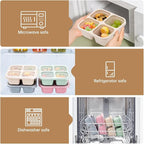 4 Pack Bento Lunch Box，4 Compartment Snack Containers，Divided Bento Snack Box，Meal Prep Containers Kids/Toddle/Adults,Food Storage Containers for School, Work and Travel