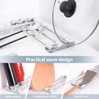 Tomorotec Adjustable Over-The-Sink Kitchen Rack for Dishcloths, Sponges, Bottles and Brushes - Heat-Resistant Stainless Steel with Slim, Expandable Design and Multifunctional Silicone Holder (Marble)
