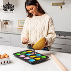 Premium 4 in 1 Cupcake Carrier with Lid - Cupcake, Deviled Egg, Pie & Cake Container - Includes Pie Crust Shield & 12 Silicone Baking Cups