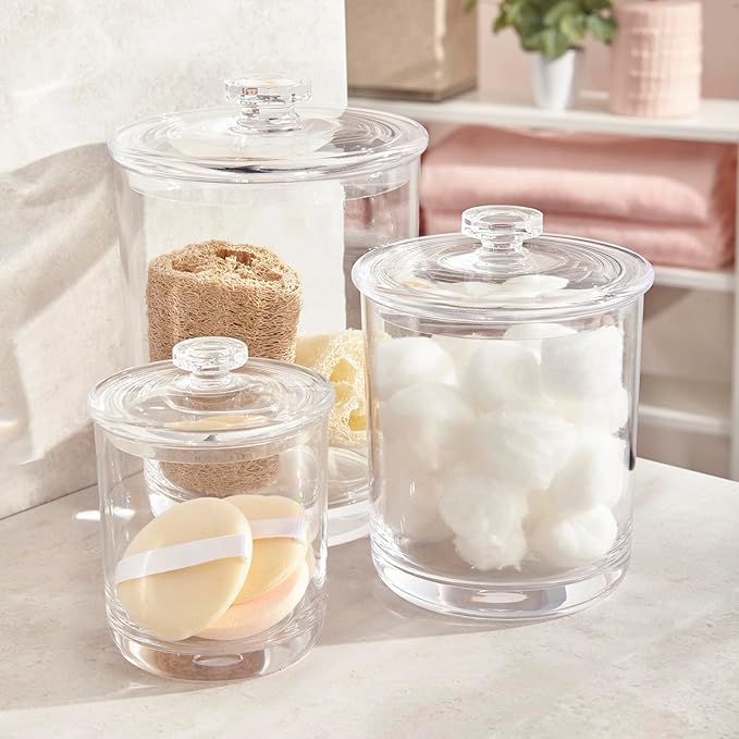 STORi Premium Quality Clear Plastic Apothecary Jars | Set of 3