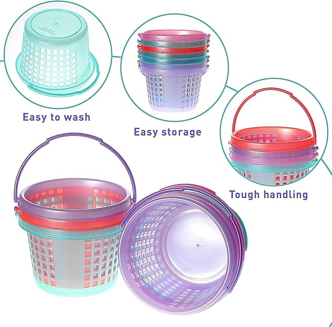 12pcs Easter Baskets Plastic Egg Baskets with Handles in 6 colors for Easter Hunting Spring Party Crafts Supplies Accessories Decorations Party Favors