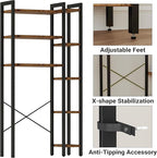 IRONCK Over The Toilet Storage with 8-Titer Shelf, Mass-Storage Side Storage Open Rack, Freestanding Bathroom Organizer Space Saver, for Bathroom, Restroom, Laundry, Vintage Brown