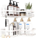 Corner Shower Caddy - 2 Pack, Adhesive Shower Organizers, Rustproof Stainless Steel Shower Shelves with 8 Hooks, No Drilling Bathroom Organizers and Storage Racks, Space-Saving, White, Medium