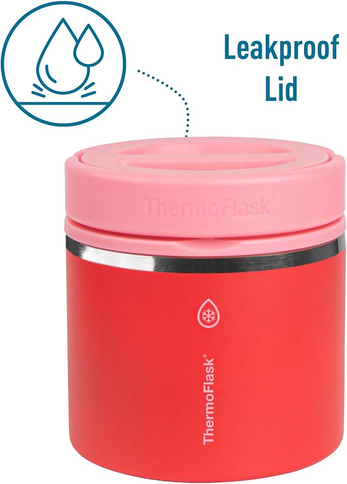 ThermoFlask 20 oz Double Wall Insulated Food Jar, 2-Pack, Raspberry + Candy Pink / Shamrock + Citron