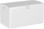 Garvee 99 Gallon Waterproof Large Resin Deck Box Indoor Outdoor, Lockable Storage Container for Patio Furniture Tools, Waterproof Deck Box Patio Storage Bin for Pool Garden, White