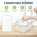 Batoto Pantry Organization and Storage Bins, Refrigerator Organizer Bins – Clear, Kitchen Organization and Storage with Dividers (2 Pack)