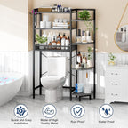 K1 Heavy Duty 7-Tier Over The Toilet Storage（with Basket and Paper Hook） Freestanding Above Toilet Shelf with Adjustable Feet，Space Saver Bathroom Shelves 9.3" D x 33.5" W x 63.8" H，Grey