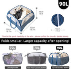 Collapsible Laundry Basket, 90L Foldable Pop-up Laundry Hamper with Reinforced Handles, Tear Proof Mesh Dirty Clothes Hamper for Laundry (Blue)