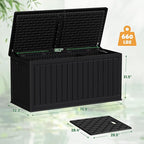 Devoko 260 Gallon Double-Wall Deck Box with Divider, Side Handles, Resin Outdoor Large Storage Box Waterproof and Lockable for Patio Furniture, Garden, Pool (Black, 260 Gallon)