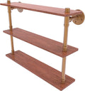 Allied Brass P-490-22-TWS-BBR Pipeline Collection 22 Inch Ironwood Triple Shelf, Brushed Bronze