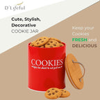 D'Lifeful Farmhouse Airtight Cookie Jar with Bamboo Lid - Kitchen Counter Storage Container for Cookies or even Candy (Red, Small Size (6.5" x 5.25"))