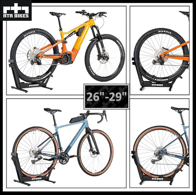 Brutus Professional Bike Floor Stand – Heavy Duty Steel Rack for E-Bikes & MTB up to 66 lbs (30kg) – Fits 26-29" Wheels & Tires up to 2.8" – Garage Storage & Wash