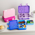 Bento Lunch Box for Kids, 6 Compartments BPA Free, Dishwasher Safe Back to School Snack Bento Lunch Containers Boxes, Ideal Portion Sizes for On-the-Go Meal, Ages 3+, School, Rose Red