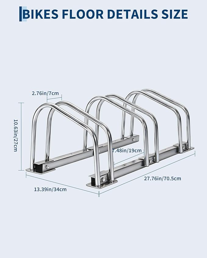 Bike Floor Stand, Freestanding Bike Parking Rack for Garage, Heavy Duty Bicycle Storage Organizer Fit 22-28" Wheels & 2.2" Tire Width,Indoor Outdoor Bike Storage Stand for Home, Apartment, Bike Shop