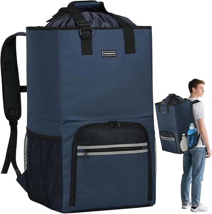 Vorspack Laundry Bag Backpack - Extra Large Laundry Bags with Shoulder Straps Heavy-duty 2 in 1 Laundry Hamper Basket for College Dorm Camp Laundromat Room Essentials - Blue