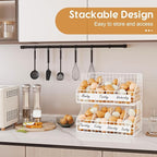 keomaisyto Fresh Egg Holder with 5 Dividers to Separate Eggs for a Week, 2 Tier Stackable Wire Baskets for Gathering Eggs, XXL Egg Rack for Countertop/Wall-Mounted, With DIY Labels, White