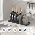 Pots and Pans Organizer under Cabinet, Expandable Pot Lid Organizer Holder with 12 Adjustable Compartment, Pan Organizers inside Cabinet for Lids, Bakeware, Kitchen Storage Pot Rack, Black