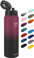Fanhaw 32 oz Insulated Stainless Steel Water Bottle with Anti-Dust Chug Lid, Leakproof Vacuum Sports Bottle for Men & Women (Red Black)