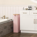 Lifewit 65L Slim Laundry Hamper with Lid, Narrow Laundry Basket with Removable Bag & Bamboo Handles, Fodable Thin Dirty Clothes Hamper for Laundry Collapsible Bin for Bathroom Bedroom Dorm, Pink