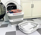 SAMMART 40L (10.5 Gallon) Collapsible Plastic Laundry Basket with Handles - Foldable Pop Up Storage Container/Organizer - Portable Laundry Hamper - Space Saving (2, White/Grey)