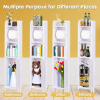 LuiceABC Toilet Paper Holder Stand, Over The Toilet Storage Cabinet for Bathroom, Slim Corner Shelf for Small Space Storage, Small Bathroom Storage Cabinet with Toilet Roll Holder & Door - White