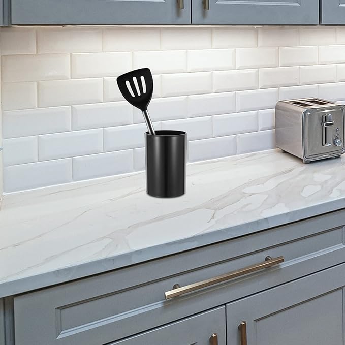 UPKOCH Black Kitchen Utensil Holder Countertop Organizer Compact Storage Tube for Flatware and Cutlery Kitchen Caddy for Utensils