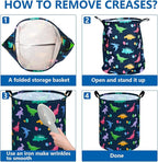 19.7 Inch Round Dinosaur Pattern Laundry Clothes Hamper Laundry Basket with Handles,Storage Organizer Bins Laundry Gift Basket for Room, Bedroom Decor