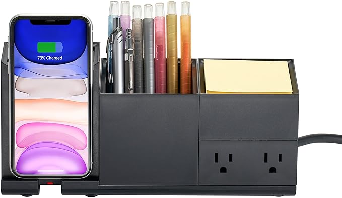 Bostitch Konnect Qi Certified Wireless Charging Desk Accessory Kit with Pencil Cups