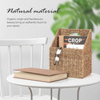 Wicker Hanging Storage Basket (10,5"Lx6,5"Wx13"H), Set of 2 Wall Baskets, Water Hyacinth Baskets, Wall Decor Hyacinth Basket Hanging for Organizing Files, Mails, Books (Seagrass)