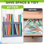 Qinyoung Acrylic Straw Holder for Cabinet Door with Double Sided Adhesive Tape Reusable Straw Organizer Tumbler Storage Kitchen Accessories Container for Counter Cupboard(Classic,Large,Grey)