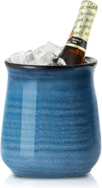 HASENSE Extra Large Utensil Holder Crock for Kitchen Counter - 7.1” x 5.9” Vintage Farmhouse Blue Ceramic Caddy Utensil Organizer and Rustic Table Decor for Spatulas, Spoons, and Other Cooking Tools