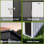 Patiowell 5x3 FT Outdoor Storage Shed, Garden Tool Shed with Sloping Roof and Lockable Door, Metal Shed for Backyard Garden Patio Lawn, White