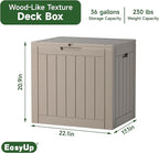 EasyUp 36 Gallon Outdoor Storage Box Waterproof, Resin Outdoor Deck Box, Lockable Deck Boxes for Garden Tools Equipment and Cushions (Gray)