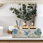 Toilet Paper Storage Basket Lightweight Collapsible Storage Bin for Toiletries Small Items, Multi-Use Baskets for Bathroom Office Organization, Blue Hummingbird Flower Retro