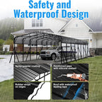 20x40FT Metal Carport, Heavy Duty Car Port Canopy with Metal Roof and Frame, Extra Large Carports Withstand Strong Wind or Heavy Rain, Suitable for Parking Pickup, Boat, Car, and Tractor