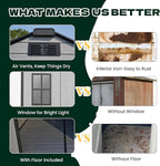 8 x 10 FT Plastic Outdoor Storage Shed with Floor, Resin Storage Tool Shed with Windows and Lockable Door, Outdoor Garden Shed for Lawnmower, Bike, Pool Supply