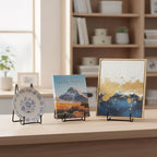 Plate Stands Holder - 3 Pack, Picture Frame Display for Bookcase, Photo on Table Top (Black, 4.5")