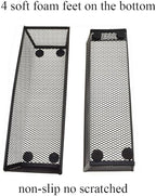 HAHIYO Stackable Mesh Tray Cup 9 x 3 x 2 inches Sturdy Container for Desk Drawer Organizer Collection for Home Office School kitchen Soft Foam Feet No Sharp Edges 2 Pack Black