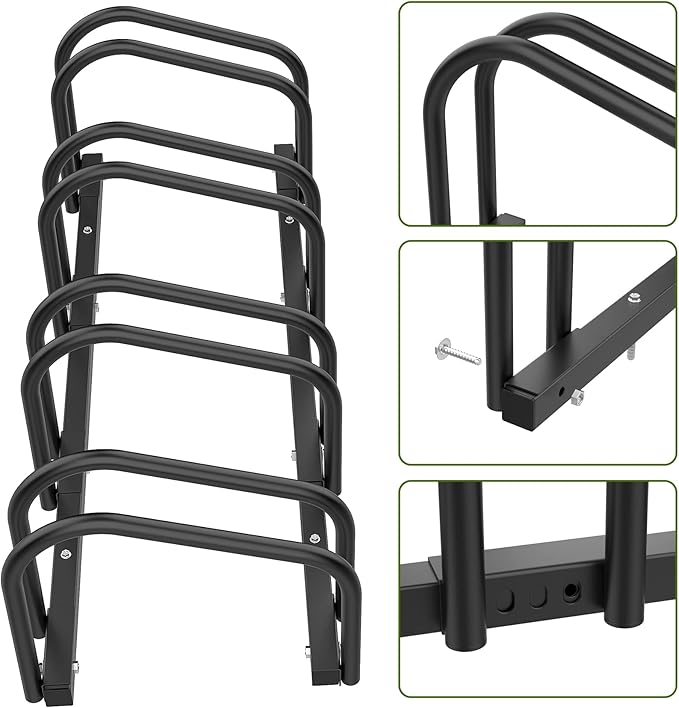 WALMANN 4 Bikes Floor Bike Stand, Bike Parking Rack Garage Bike Storage Stand Indoor/Outdoor 22-28" Wheel Stand, Max. Tire Width 2.1"