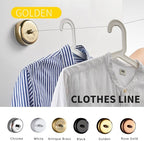 BESy Retractable Clothesline SUS304 Stainless Steel Clothes Dryer with Adjustable Stainless Steel Rope String Hotel Style Heavy Duty,9.2 Feets,Golden Finish, Round Style