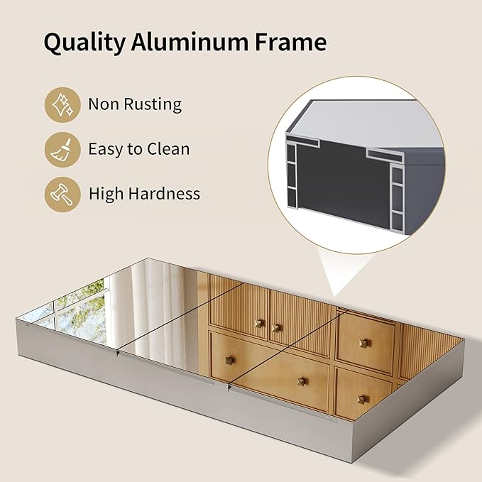 DeerValley Medicine Cabinet with Mirror, 48" W x 26" H Bathroom Mirror with Storage, 3 Doors Frameless Modern Wall Mount Mirrored Medicine Cabinets with 2 Adjustable Shelves DV-1MC0149