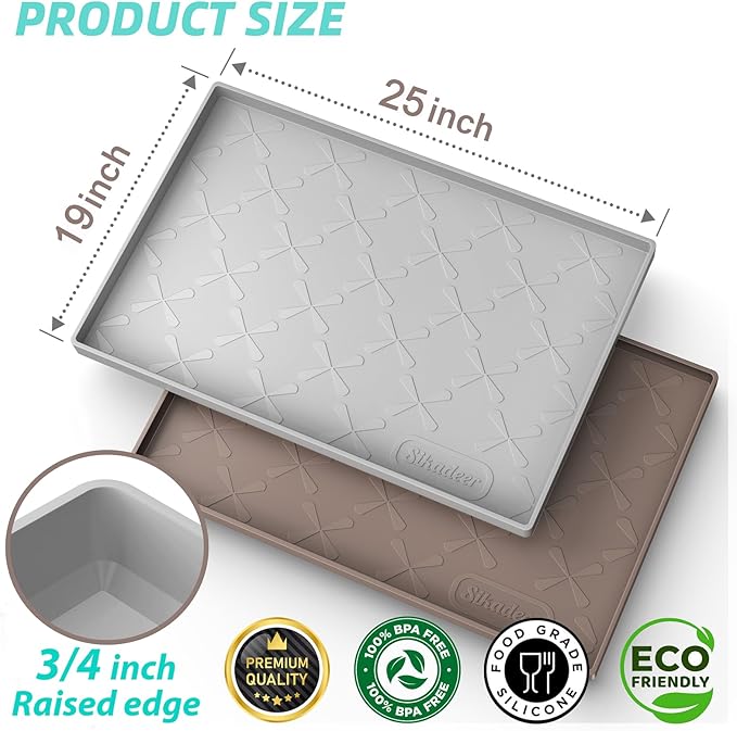 SIKADEER 25" x 19" Under Sink Mat Waterproof, Silicone Mat Kitchen Drawer Shelf and Cabinet Liner, Sink Protector for Kitchen Organizers and Storage, Boot Tray Pet Food Mats