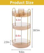 360 Rotating Makeup Organizer,3 Tier Large Capacity Make Up Organizers and Storage,Skincare Perfume Vanity Organizers,Bathroom Cosmetics Storage Organizer Countertop(Gold)