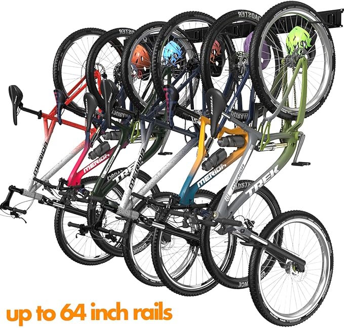 TORACK Bike Storage Rack, 6 Bike Racks & 5 Hooks for Garage, Wall Mount Vertical Bicycles Hanger for Home Space Saving, up to 600lbs, 64-inch