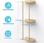 Towel Rack for Bathroom, Wall Mounted Vertical Rolled Towel Storage Organizer Holder with Shelf, Holds Up 6 Large Bath Sheets, Gold Large Size