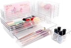 25 PCS Clear Plastic Drawer Organizer Set,Vanity Organizer Storage Bins Containers,4 Size Desk Drawer Organizer Tray