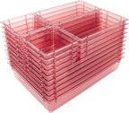 25 Pack Desk Drawer Organizer Set,Vanity and Desk Drawer Storage Bins,Clear Plastic Drawer Organizer Trays for Makeup,Office,Bathroom and Kitchen(pink)